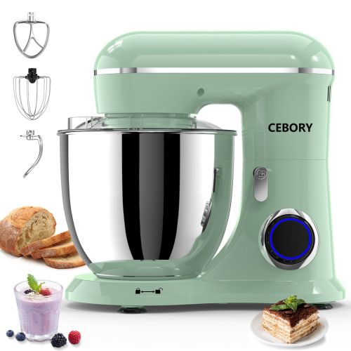 3-IN-1 Electric Stand Mixer, 660W 10-Speed With Pulse Button, Attachments include 6.5QT Bowl, Dough Hook, Beater, Whisk for Most Home Cooks, Agave Gre