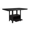 Charcoal Gray Finish 7pc Dining Counter Height Table with Base Storage and 6 Counter Height Chairs Set Casual Style Dining Kitchen Wooden Furniture