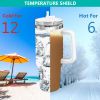 40oz 5D cowprint Insulated Tumbler With Handle And Straw Lid Portable Large Capacity water bottle, Heat preservation,304 Stainless Steel Cup For Outdo
