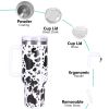 40oz 5D cowprint Insulated Tumbler With Handle And Straw Lid Portable Large Capacity water bottle, Heat preservation,304 Stainless Steel Cup For Outdo