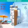 40oz 5D cowprint Insulated Tumbler With Handle And Straw Lid Portable Large Capacity water bottle, Heat preservation,304 Stainless Steel Cup For Outdo