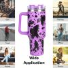 40oz 5D cowprint Insulated Tumbler With Handle And Straw Lid Portable Large Capacity water bottle, Heat preservation,304 Stainless Steel Cup For Outdo