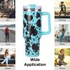 40oz 5D cowprint Insulated Tumbler With Handle And Straw Lid Portable Large Capacity water bottle, Heat preservation,304 Stainless Steel Cup For Outdo