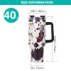 40oz 5D cowprint Insulated Tumbler With Handle And Straw Lid Portable Large Capacity water bottle, Heat preservation,304 Stainless Steel Cup For Outdo