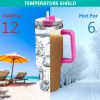 40oz 5D cowprint Insulated Tumbler With Handle And Straw Lid Portable Large Capacity water bottle, Heat preservation,304 Stainless Steel Cup For Outdo