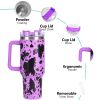 40oz 5D cowprint Insulated Tumbler With Handle And Straw Lid Portable Large Capacity water bottle, Heat preservation,304 Stainless Steel Cup For Outdo