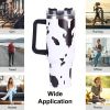 40oz 5D cowprint Insulated Tumbler With Handle And Straw Lid Portable Large Capacity water bottle, Heat preservation,304 Stainless Steel Cup For Outdo